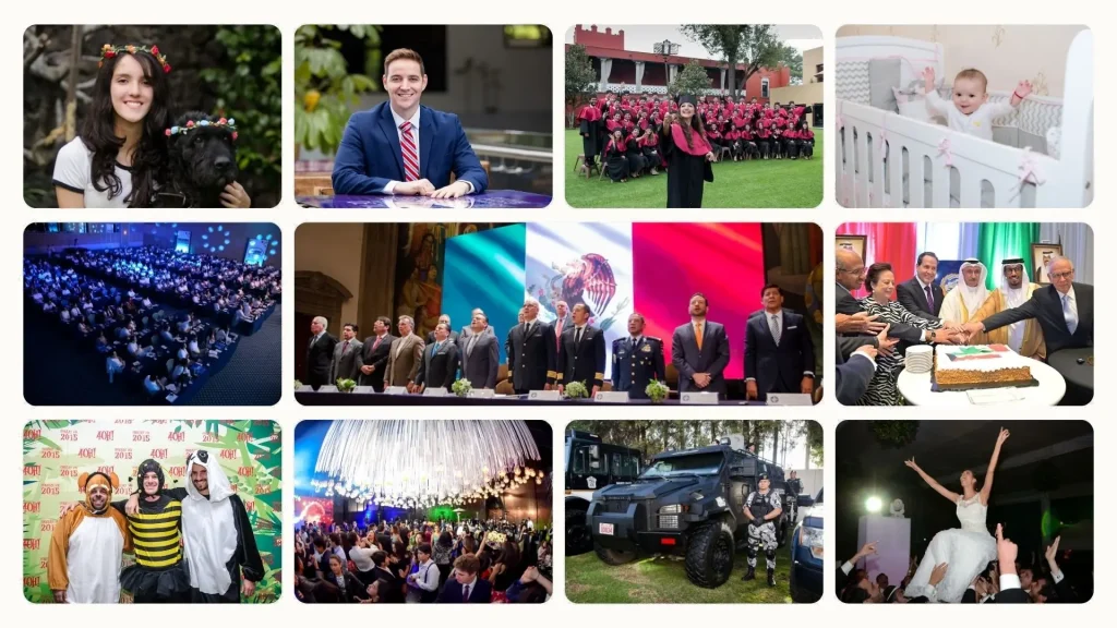 Collage de fotografía profesional de eventos sociales y corporativos — CelebraStudio