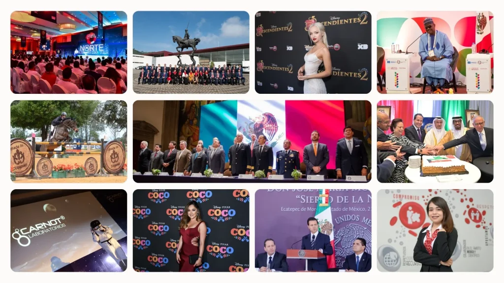 Collage de fotografía corporativa para empresas: retratos de equipo, instalaciones y eventos de negocio.