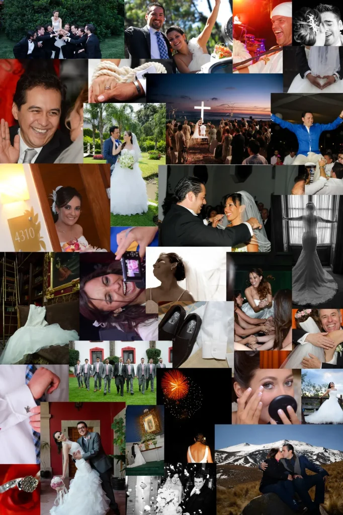Galería de fotografía de bodas: preparativos, ceremonia, retratos de los novios y banquete.
